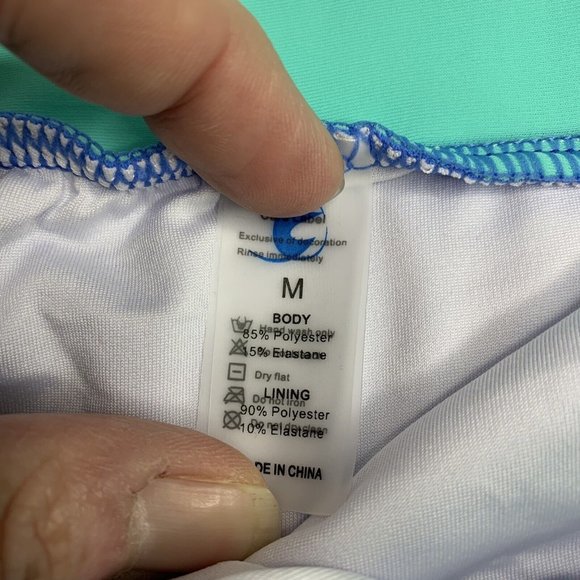 Womens High Waisted Cheeky Bikini Swimsuit Size Small Blue Teal - Picture 8 of 12